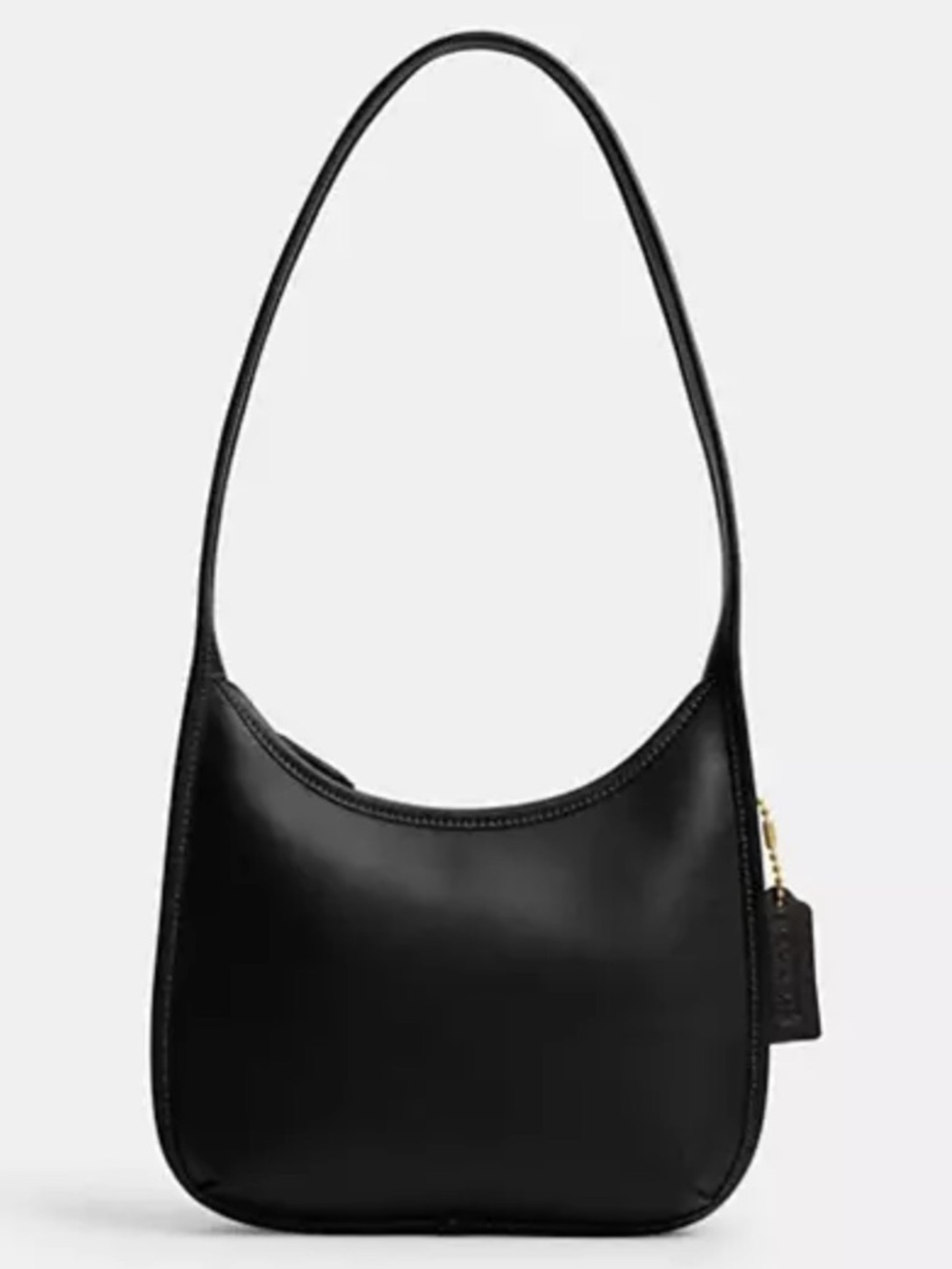 🖤Coach NEW Black Glove tanned Leather Curve Zip Bag with Brass Hardware
